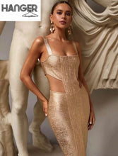 Cargar imagen en el visor de la galería, Gold midi dress
