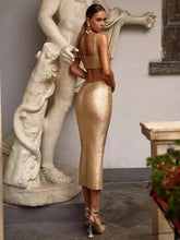 Cargar imagen en el visor de la galería, Gold midi dress
